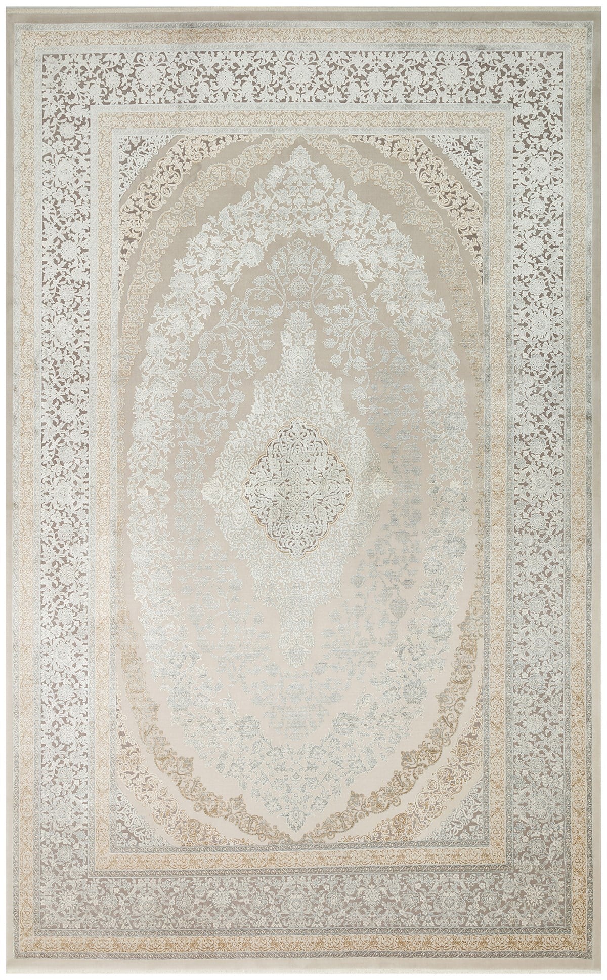 MAHAL MHL 08 CREAM GREY  Klasik Desenli Yüksek Kalite Sık Dokuma Salon Halısı