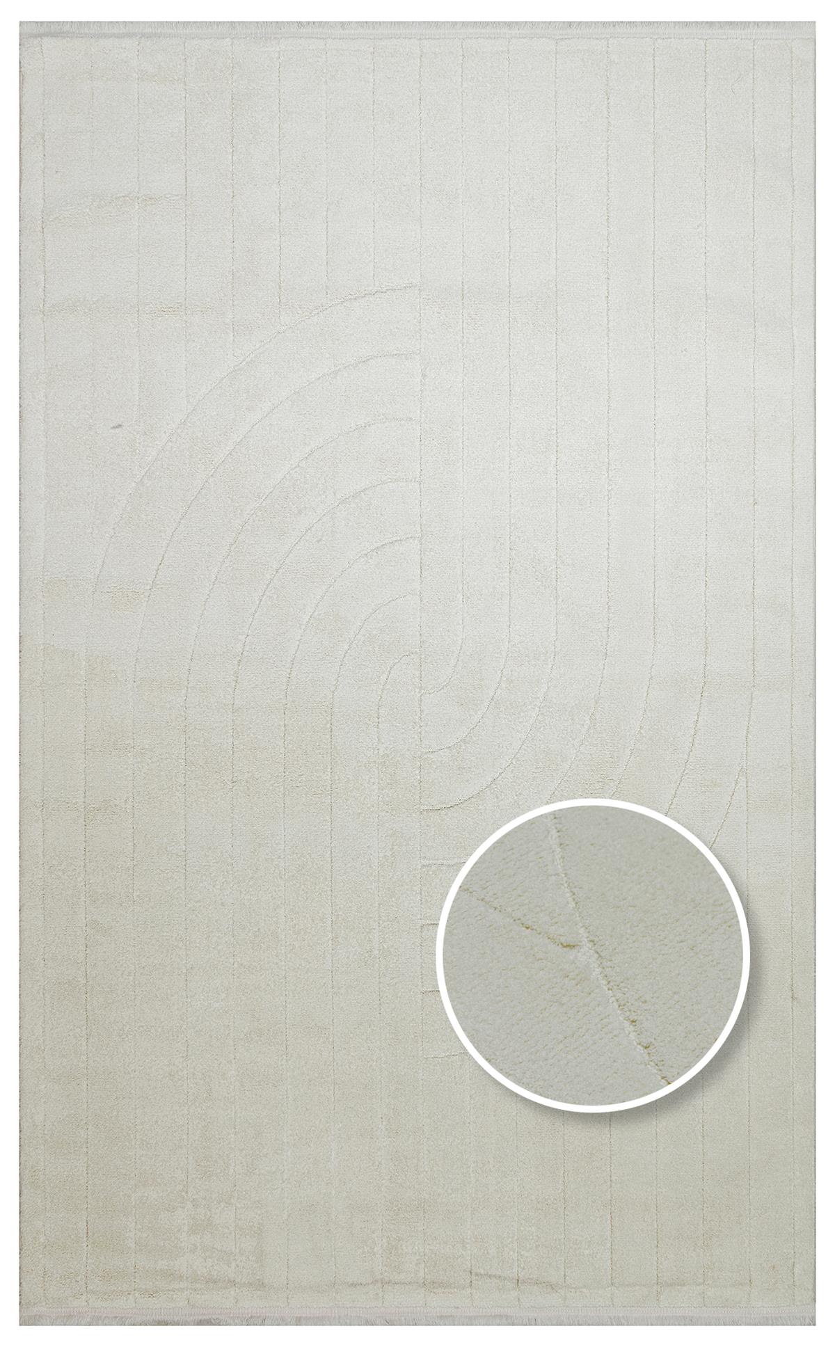MISSORI MSR 01 WHITE  Hav Toz Vermez Sade Desenli Yumuşak Dokulu Modern Makine Halısı