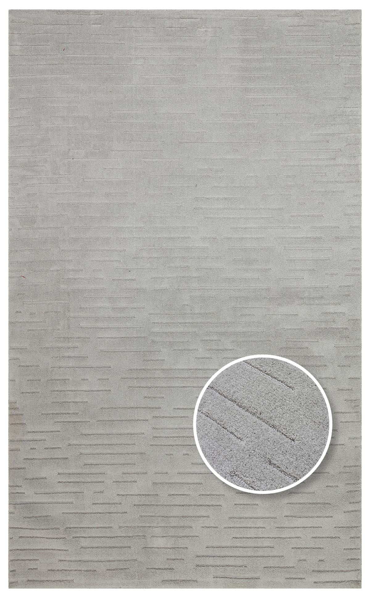 MISSORI MSR 05 GREY  Hav Toz Vermez Sade Desenli Yumuşak Dokulu Modern Makine Halısı
