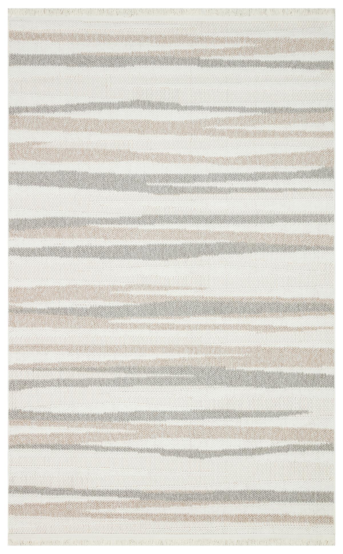 MOTTO MOT 02 WHITE BEIGE  Yumuşak Tuşeli Örgü Dokuma Modern Makine Halısı