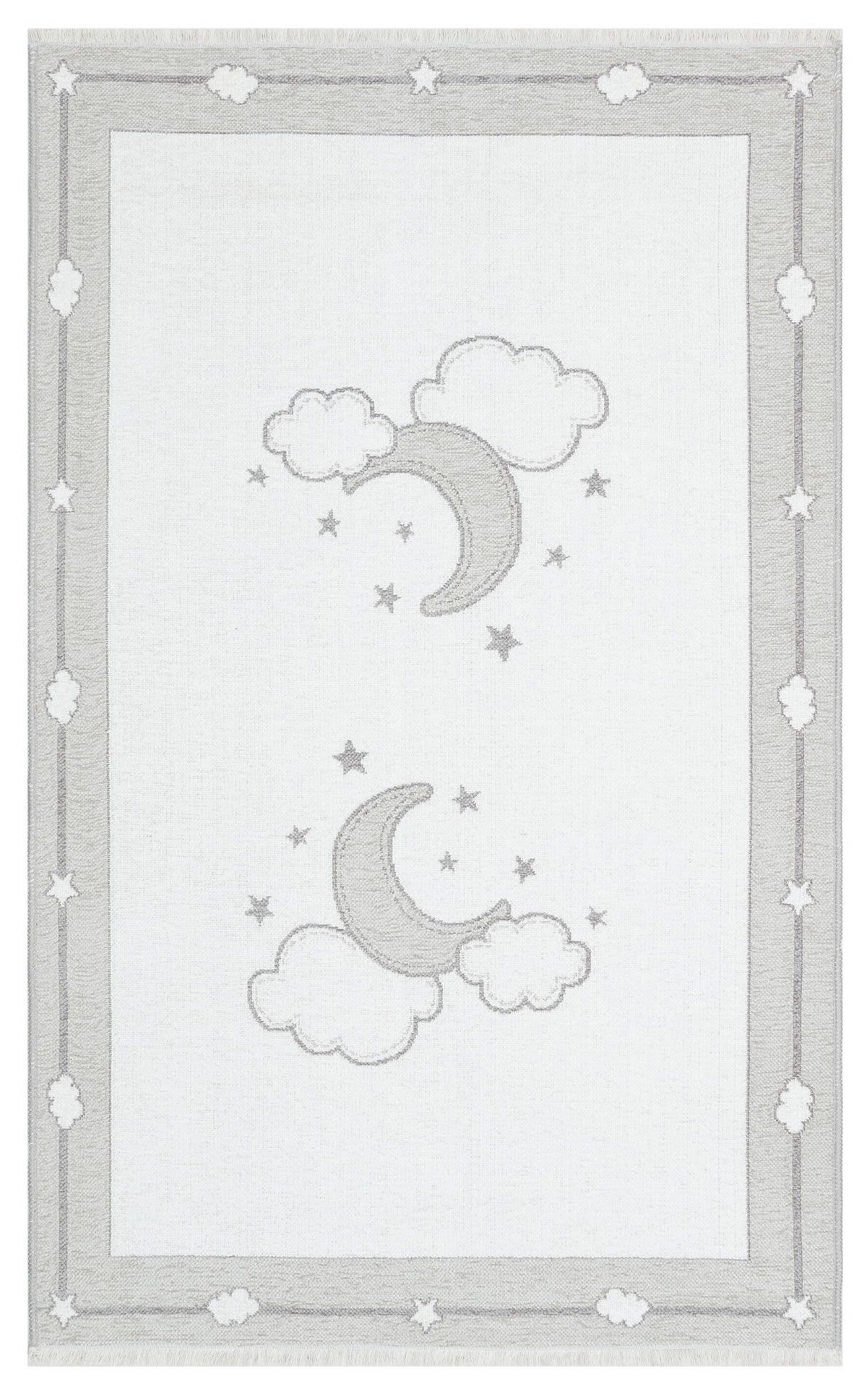 NOA BABY NB 01 GREY  Yıkanabilir Hav Toz vermez Çift Taraflı Pamuk Polyster İnce Çocuk - Bebek Odası Halısı