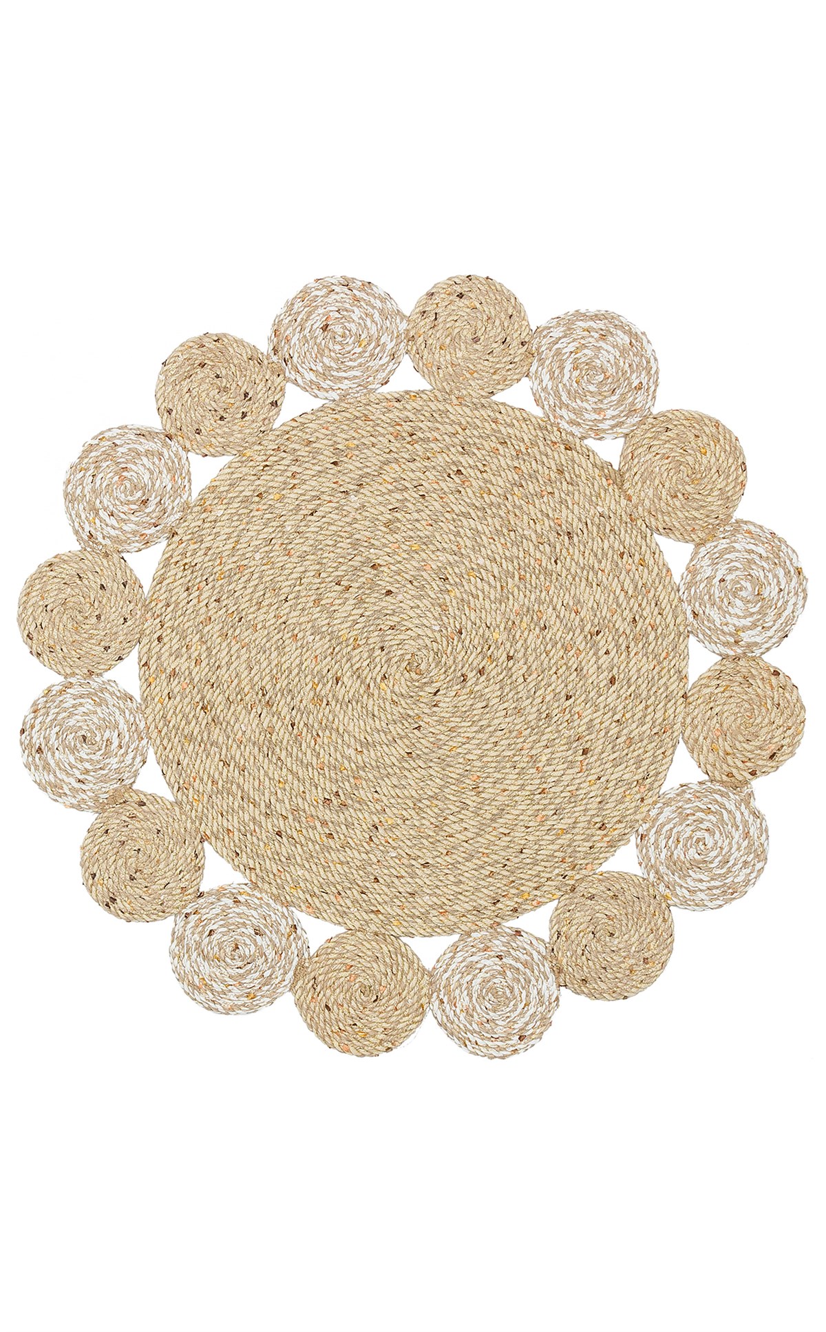 PATNA PTN 03 NATURAL WHITE  Jüt Hasır Görünümlü Hav Toz Vermez Örgü Halı