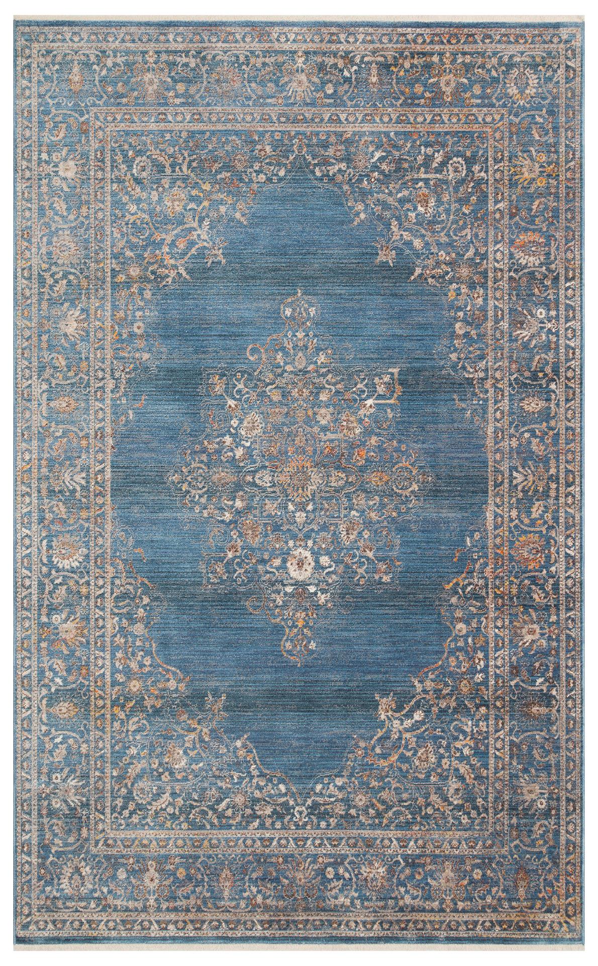 PIETRA PTA 18 NAVY  Sıcak Renk Tonlarını Etnik Desenler ile Buluşturan Yumuşak Tuşeli Makine Halısı