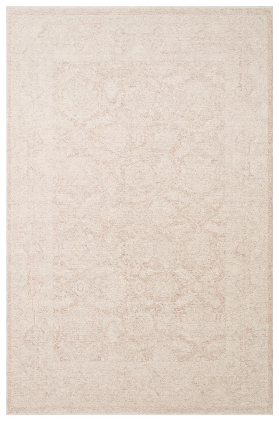 SHIRAZ SHR 01 CREAM  Vintage Eskitme Desenli Modern Yumuşak Dokulu Makine Halısı