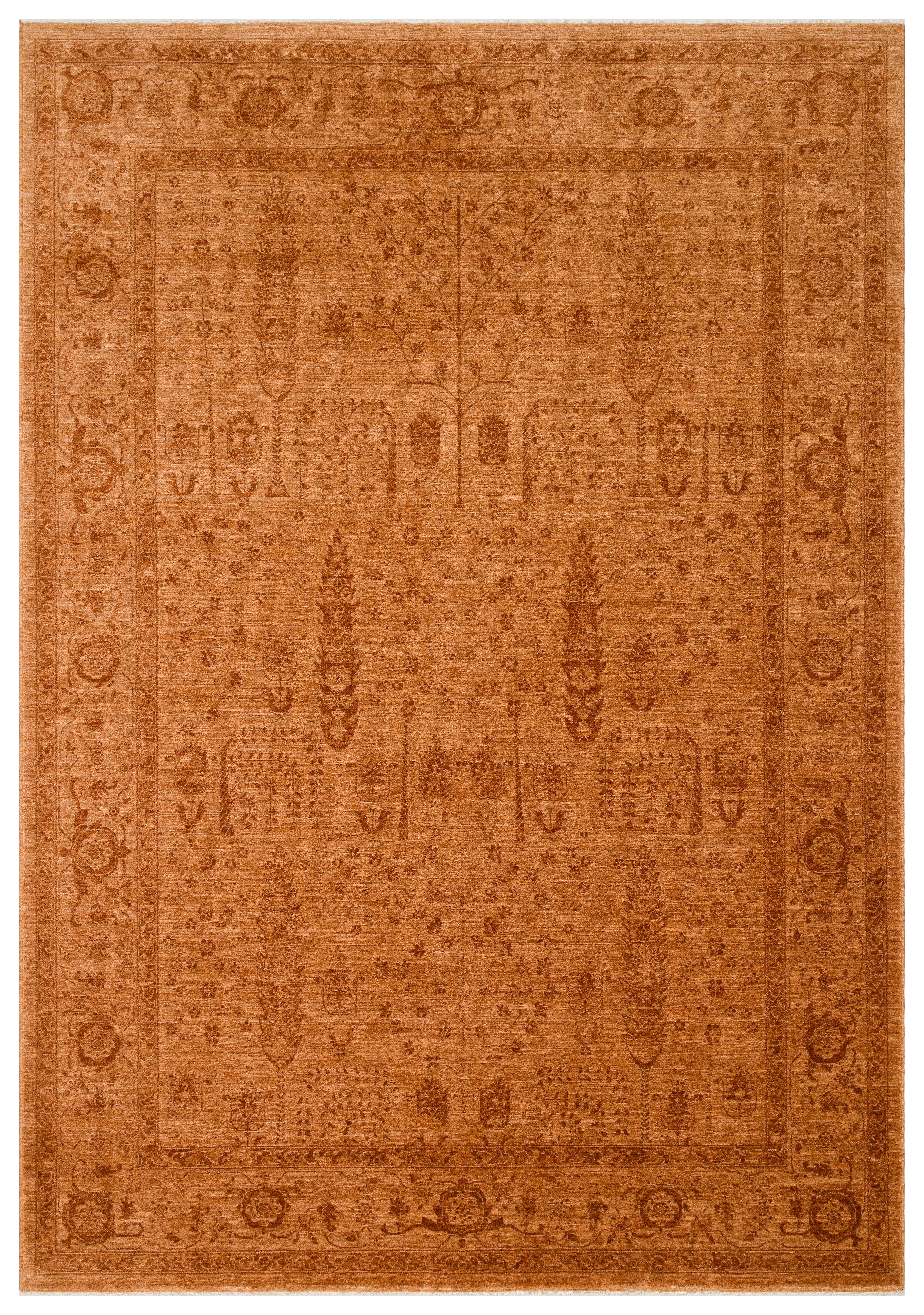 SHIRAZ SHR 03 TERRA  Vintage Eskitme Desenli Modern Yumuşak Dokulu Makine Halısı