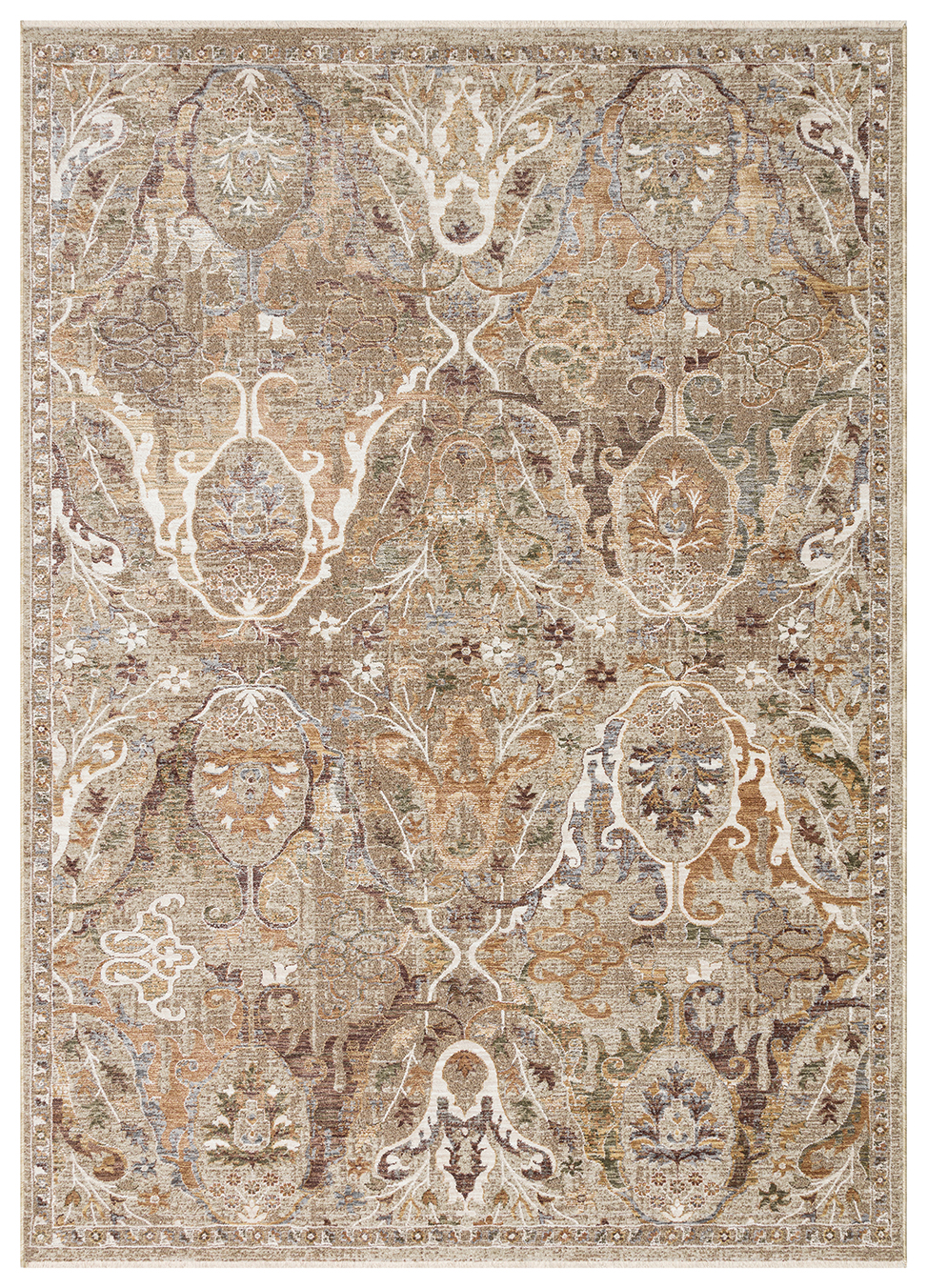 SOFIA SOF 02 CREAM GOLD Renkli El Dokuma Uşak Halı Desenlerine Sahip Makine Halısı