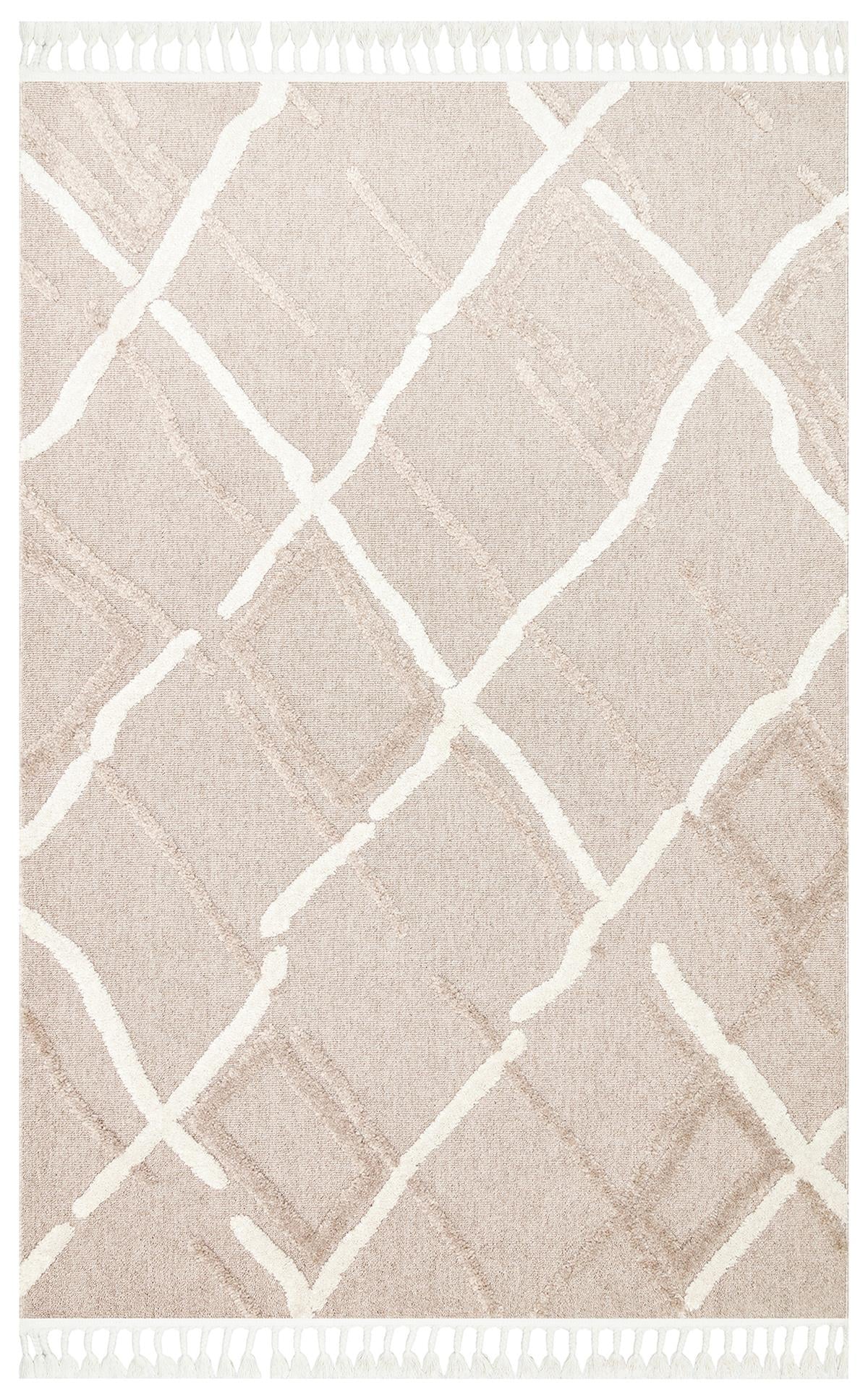 TERAZZO TRZ 03 BEIGE WHITE  Hav Toz Vermez Yumuşak Dokulu Etnik Örgü Desenlere Sahip Modern İskindinav Halı