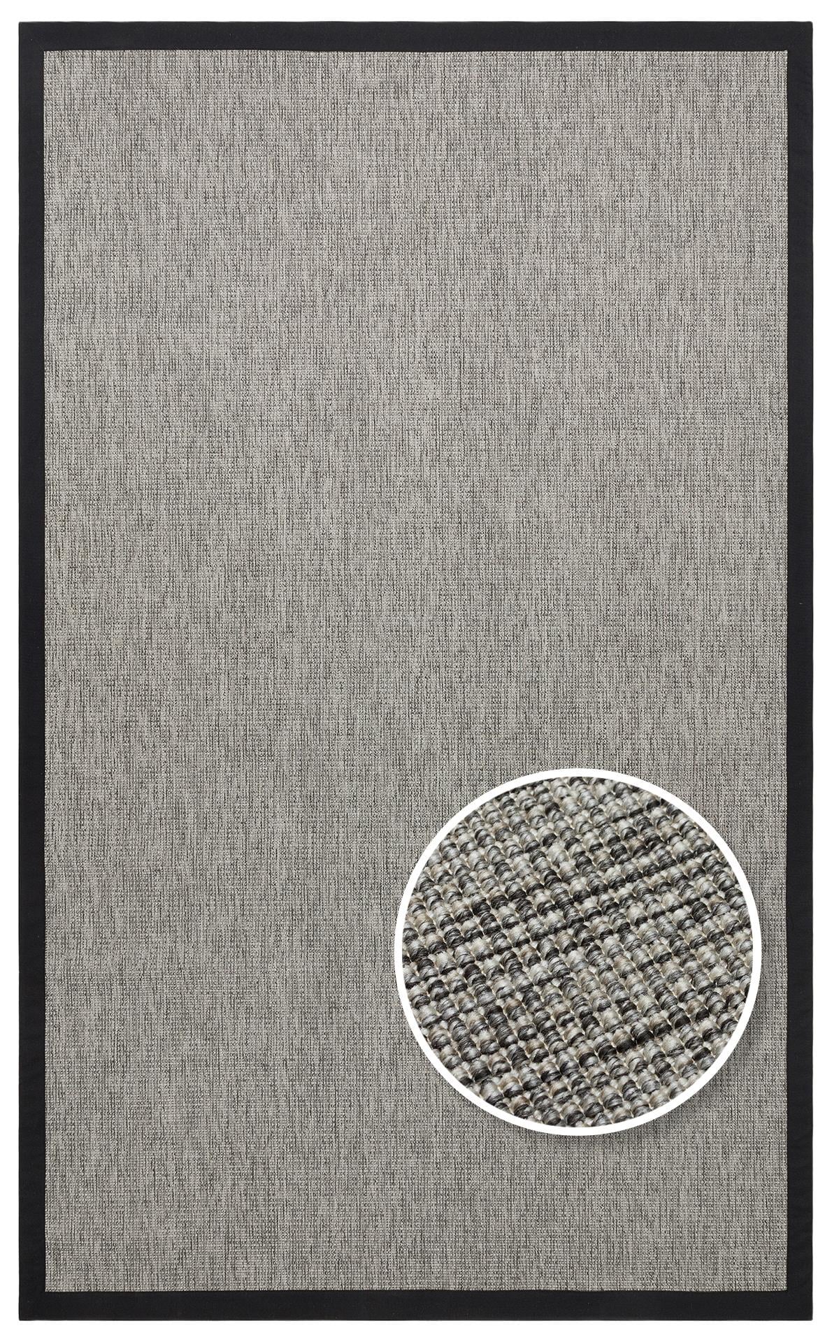 VENTURA VNT 2705 GREY BRD BLACK  İç ve Dış Mekan Kullanımına Uygun Hav Vermeyen Kolay Temizlenebilir Sisal Görünümlü Halı