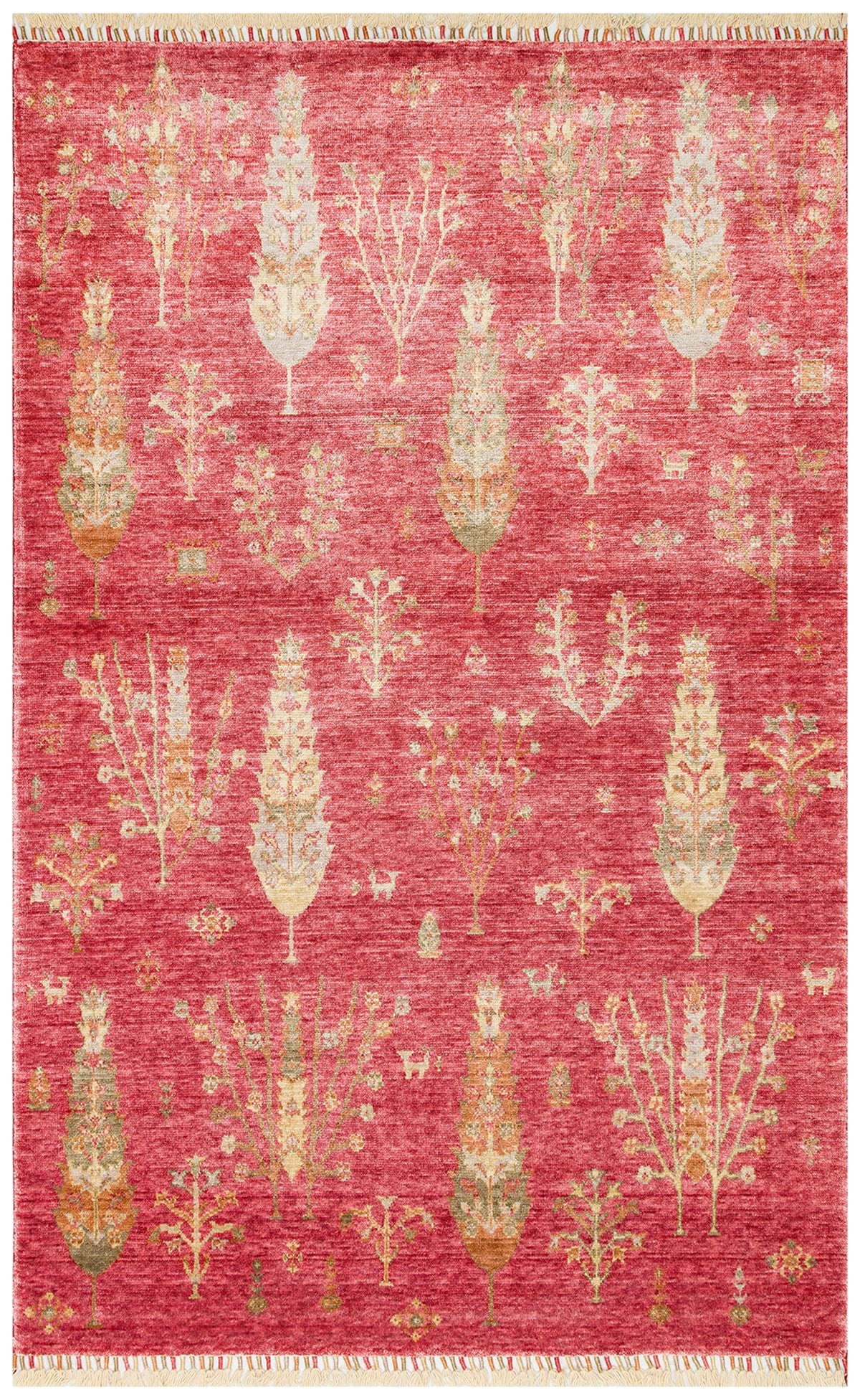 ZARA ZR 08 RED AUTUMN  Otantik Desenli Özel Hav Vermeyen ve Kolay Temizlenebilir Bambu Viskonu Kullanılarak El Emeği ile Özel Tezgahlarda Üretilen Modern Uşak Halısı