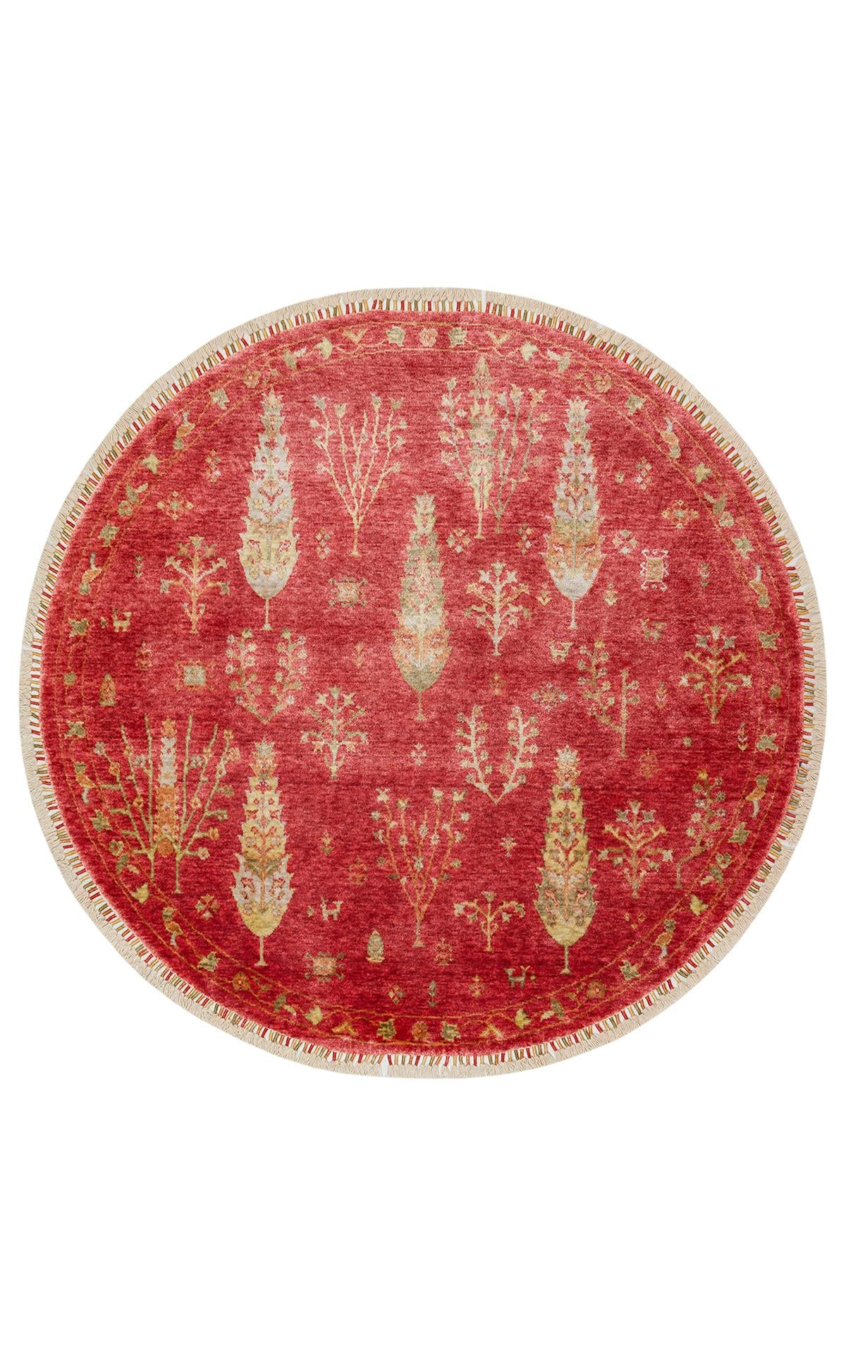 ZARA ZR 08 RED AUTUMN Q  Otantik Desenli Özel Hav Vermeyen ve Kolay Temizlenebilir Tensel Kullanılarak El Emeği ile Özel Tezgahlarda Üretilen Modern Uşak Halısı