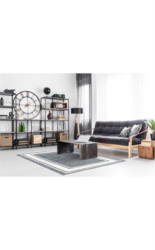 NOA NK 06 ANTRASIT GREY  Yıkanabilir Hav Toz vermez Çift Taraflı Pamuk Polyster İnce Modern Desenli Halı