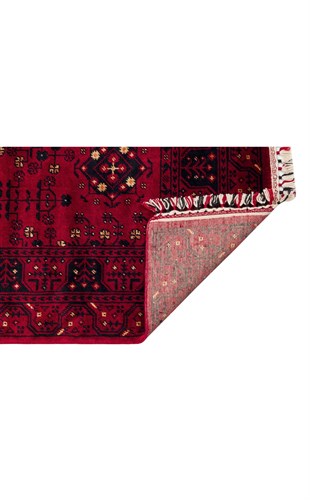 NOSTALJI 959 RED  El Emeği ile Bambu Viskon İpliklerden Özel Tezgahlarda Üretilen Afgan Desenli Uşak Halısı