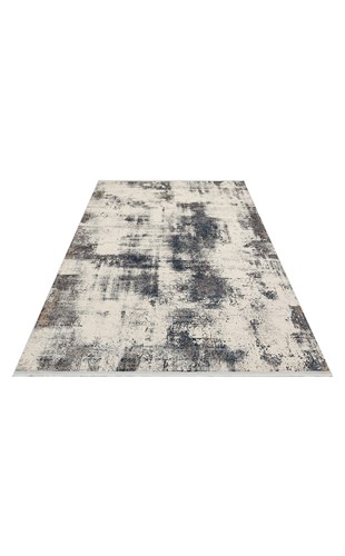 PALAZZO PLZ 01 CREAM NAVY  Kolay Kullanımlı Yumuşak Tuşeli Sık Dokuma Modern Halı