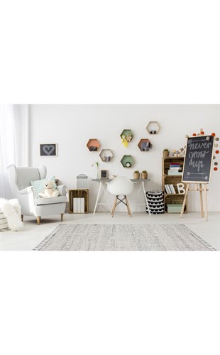 SOHO SH 01 GREY  Hav Toz vermez Yıkanabilir Hasır Dokuma Modern Makina Halısı