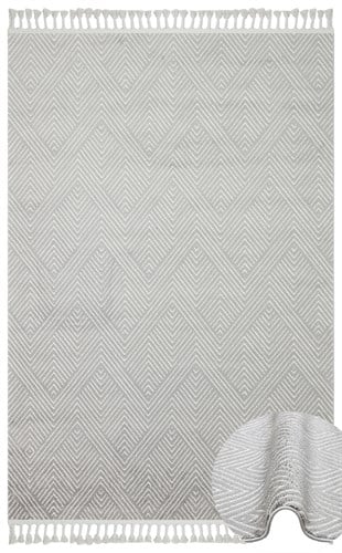 URBAN URB 01 GREY WHITE  Etnik Desenlere Sahip Hav Toz Vermez Yumuşak Dokulu Modern Halı