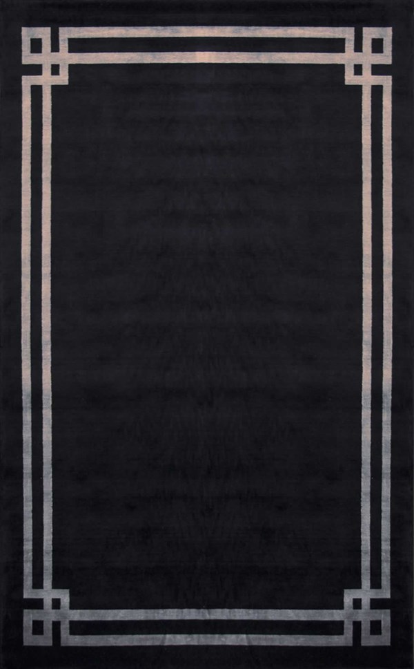 VOGUE VG 01 BLACK VIZON  El Emeği ile Bambu Viskon İpliklerden Özel Tezgahlarda Üretilen Sade Bordür Desenli Art Deco Uşak Halısı