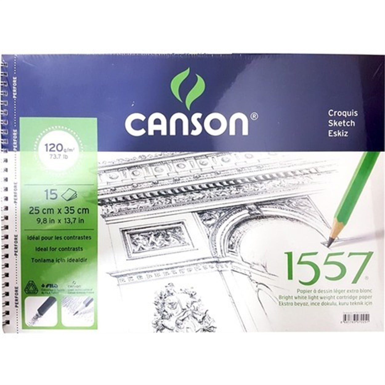 CANSON 1557 RESİM VE ÇİZİM BLOK 120GR 25x35 15YAPRAK