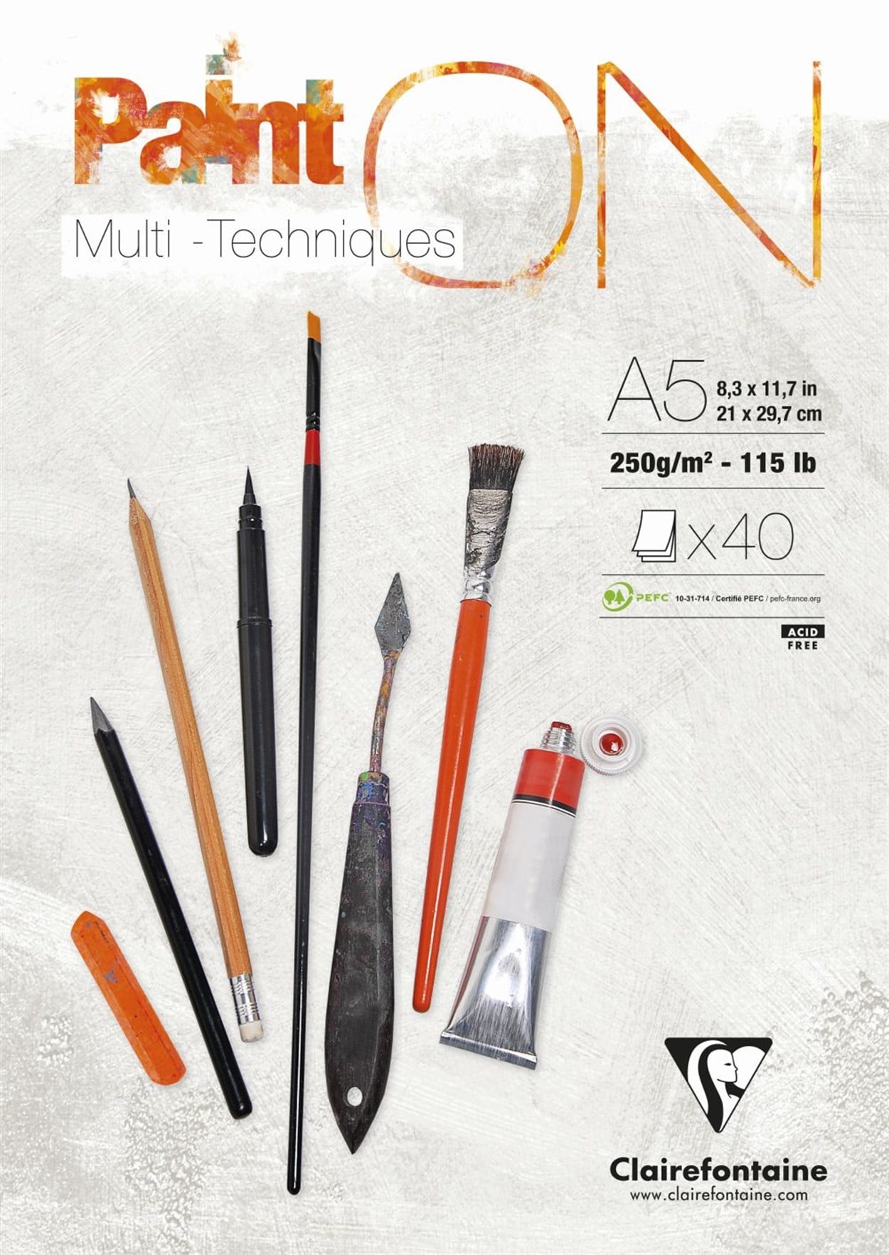 CLAIREFONTAINE PAINT-ON A4 250 GR.40 YAPRAK KARIŞIK TEKNİK, KISA KENARI YAPIŞKANLI