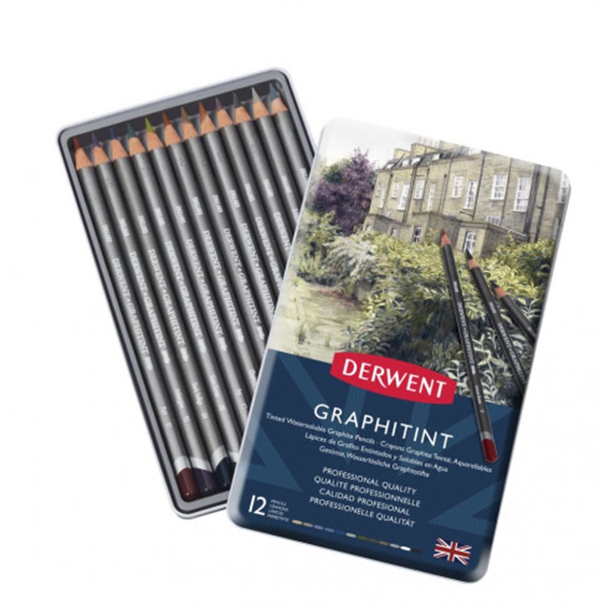 DERWENT GRAPHITINT KURU-SULU BOYA KALEM SETİ 12'Lİ TENEKE KUTU