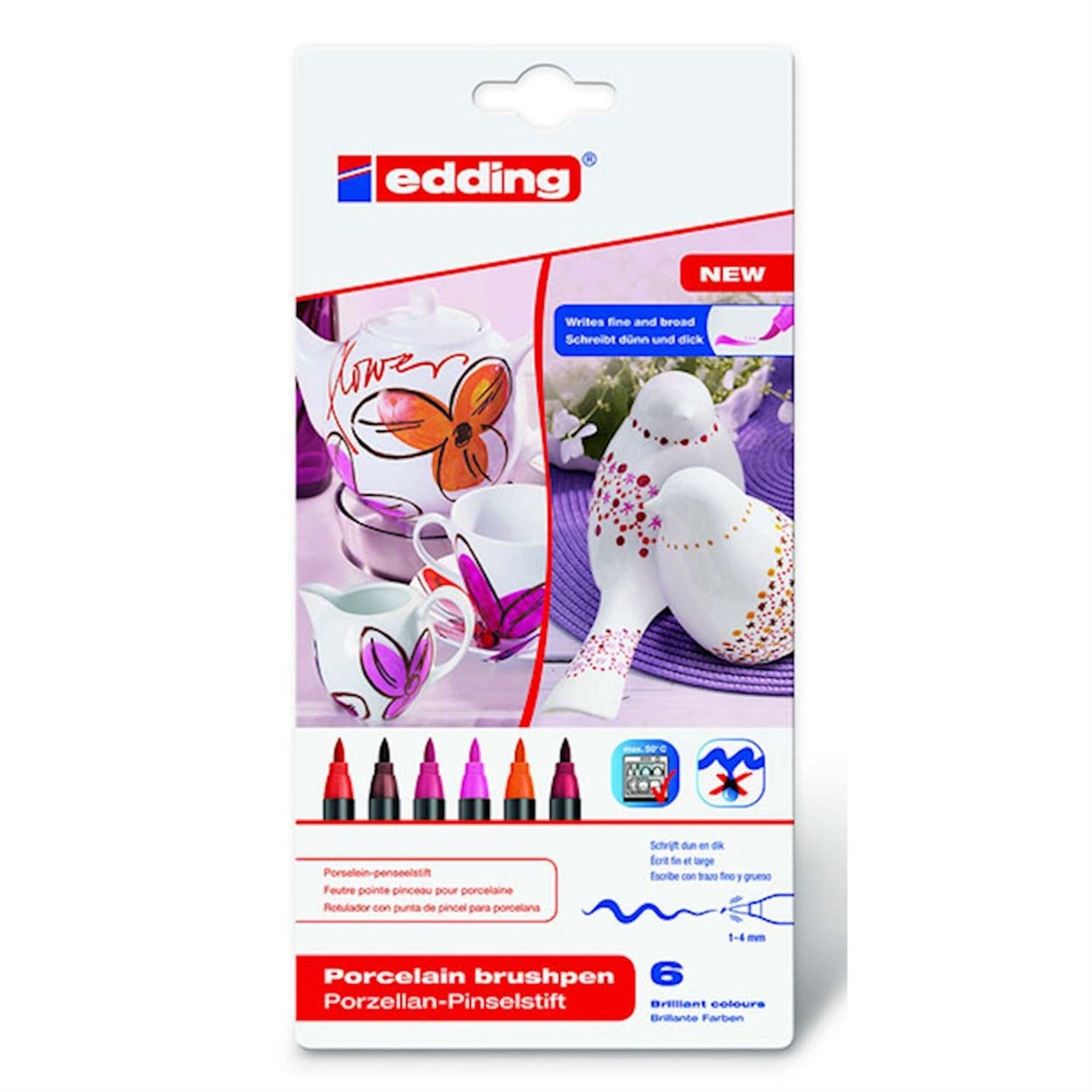 EDDİNG E-4200 PORSELEN KALEMİ 6 LI SICAK RENKLER