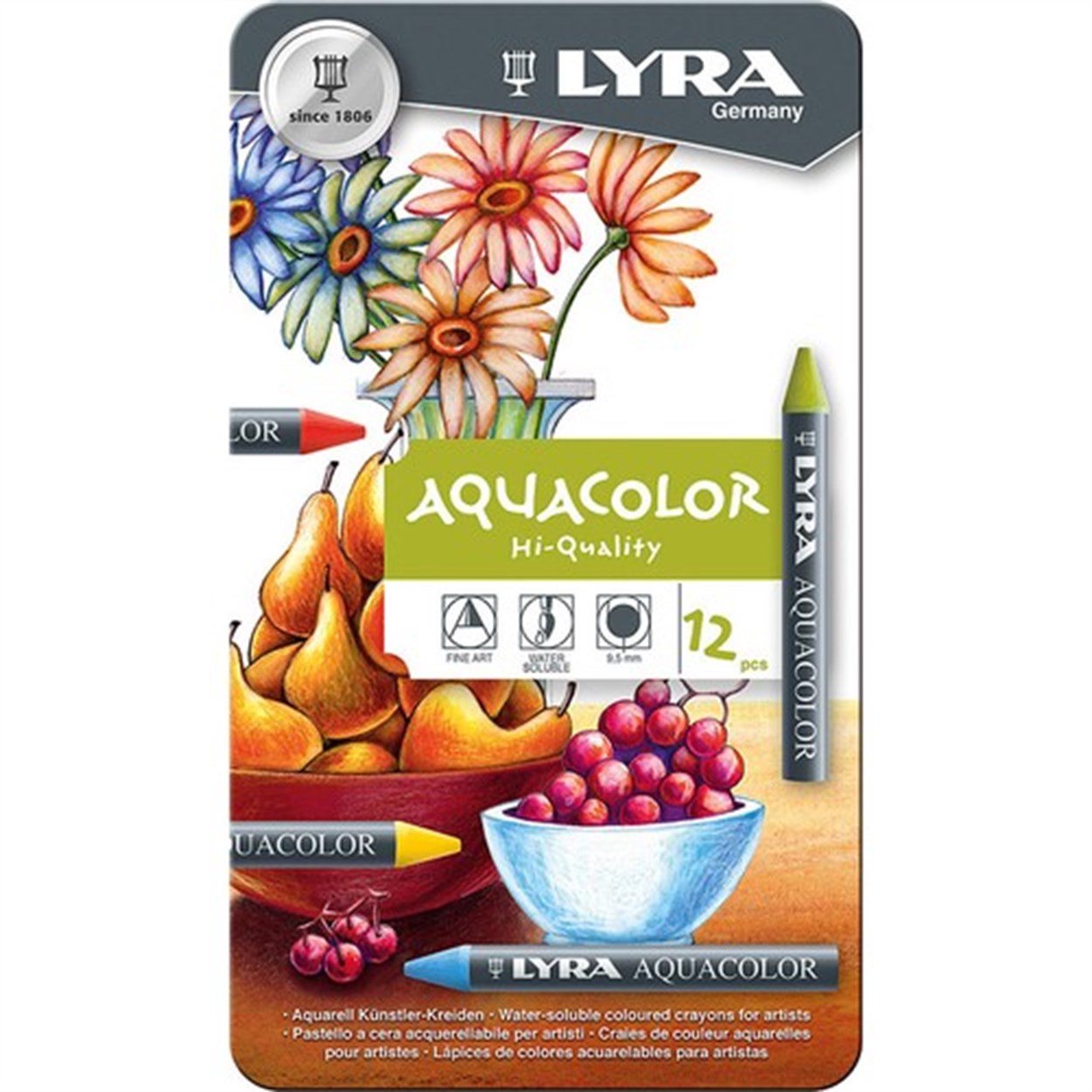 Lyra Aquacolor Pastel Boya 12'li Metal Kutu