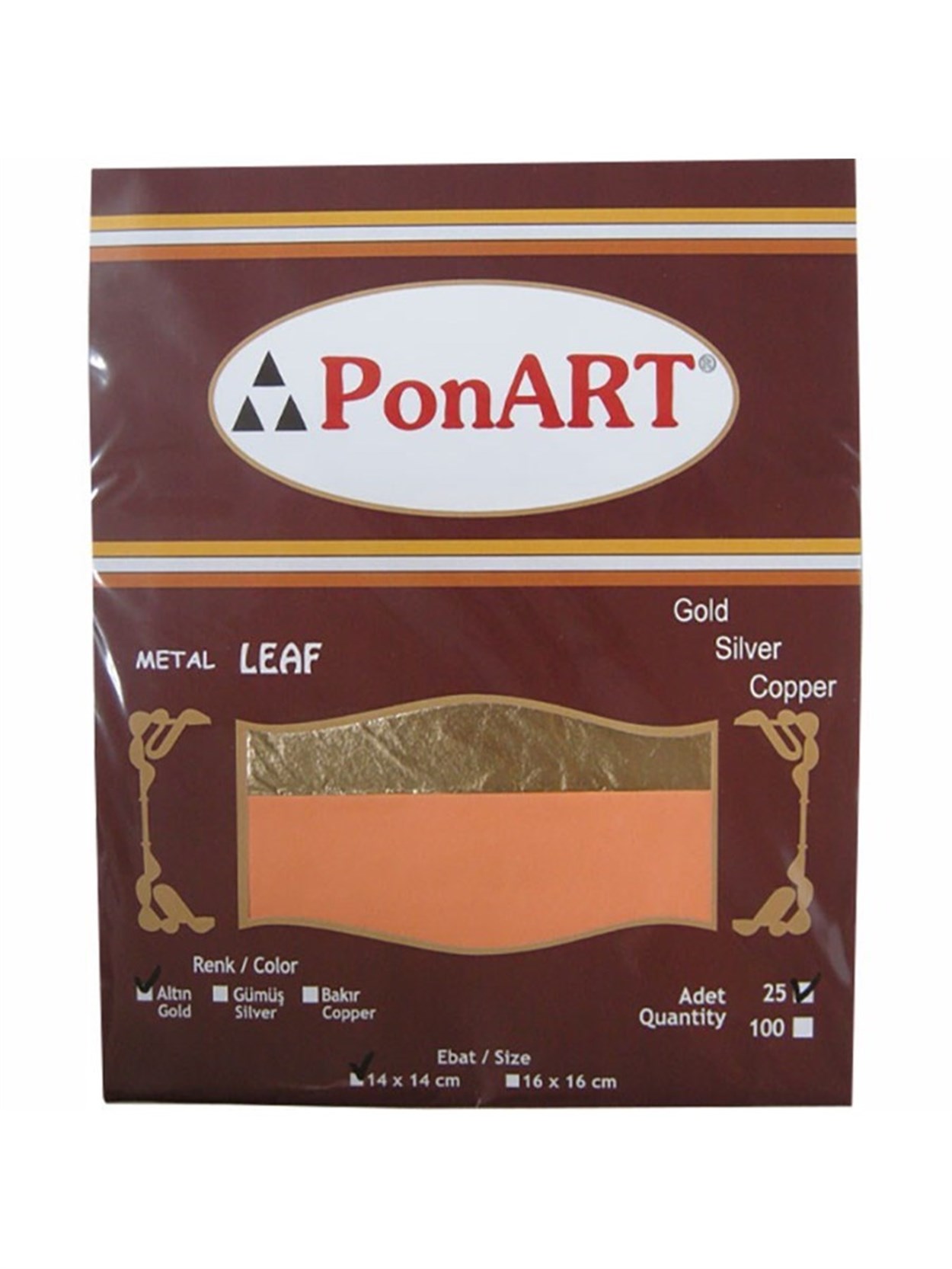 PONART İMİTASYON ALTIN VARAK 25 YAPRAK 14X14 CM