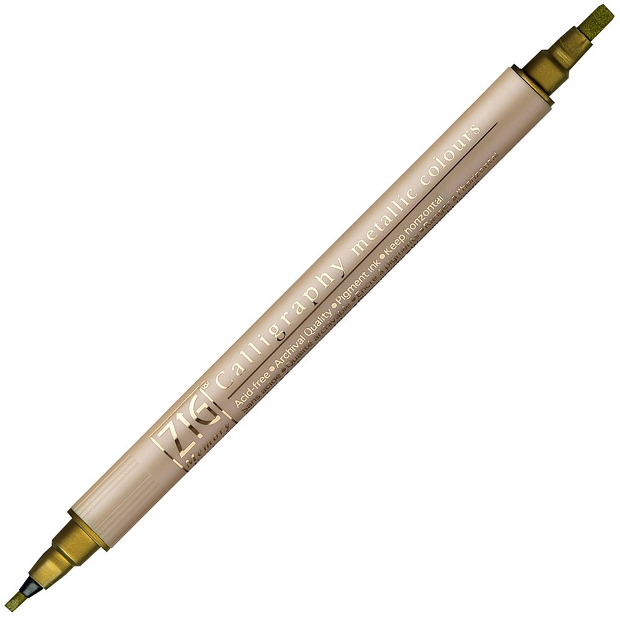 ZIG ÇİFT UÇLU KALİGRAFİ VE DAVETİYE KALEMİ METALİK MS-8400 101 GOLD