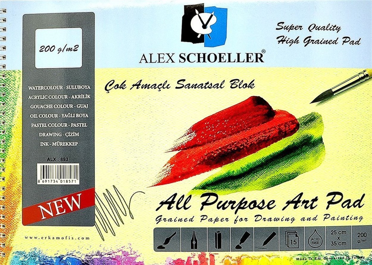 ALEX SCHOELLER ÇOK AMAÇLI SANATSAL BLOK 25X35 200 GR 15 YAPRAK