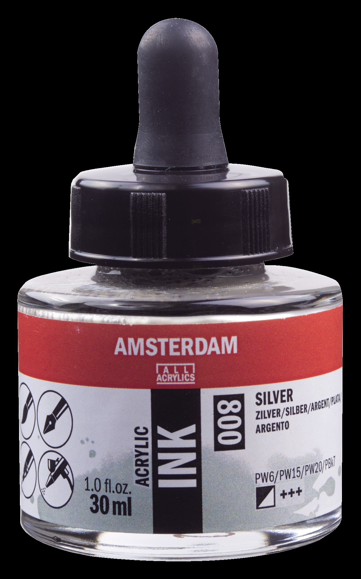 AMSTERDAM AKRİLİK MÜREKKEBİ 30ML SILVER