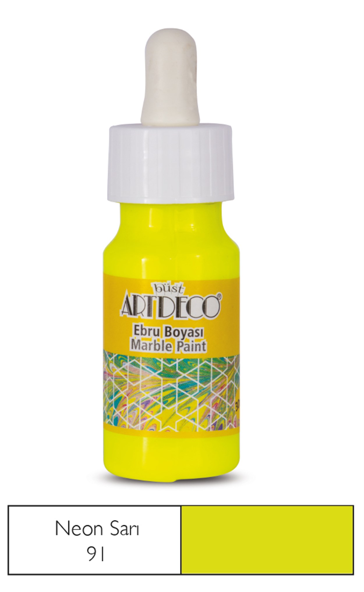 Artdeco Ebru Boyası 30ml Neon Sarı 91