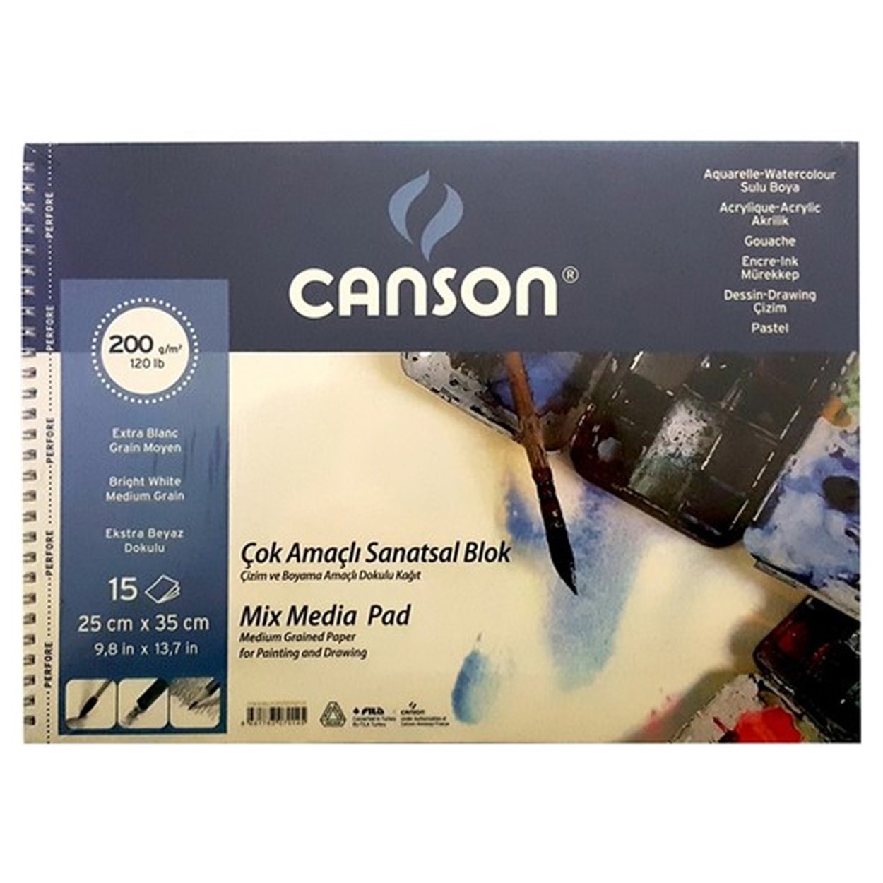 CANSON ÇOK AMAÇLI RESİM BLOĞU 25X35 200 GR 15 YAPRAK