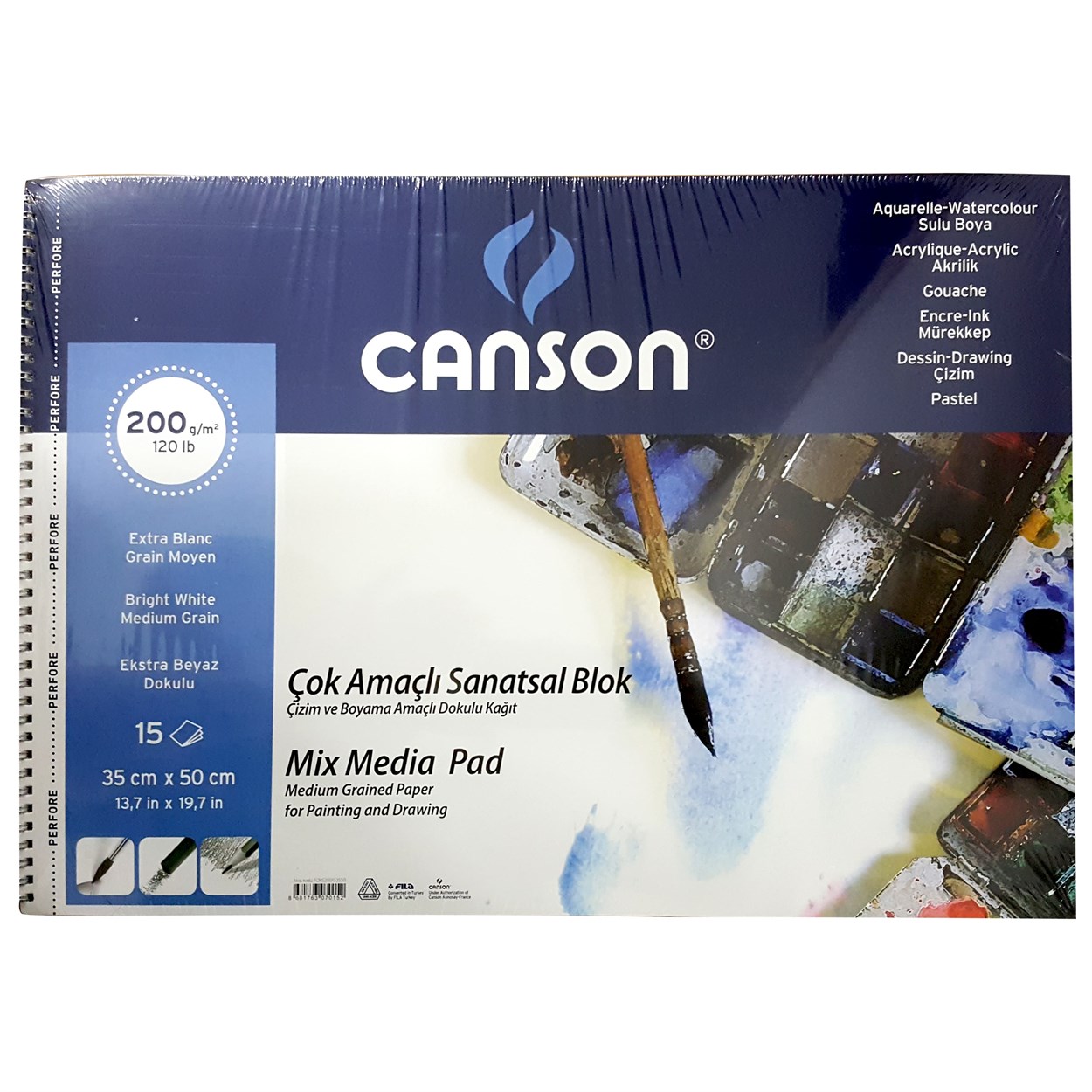 CANSON ÇOK AMAÇLI RESİM BLOĞU 35X50 200 GR 15 YAPRAK