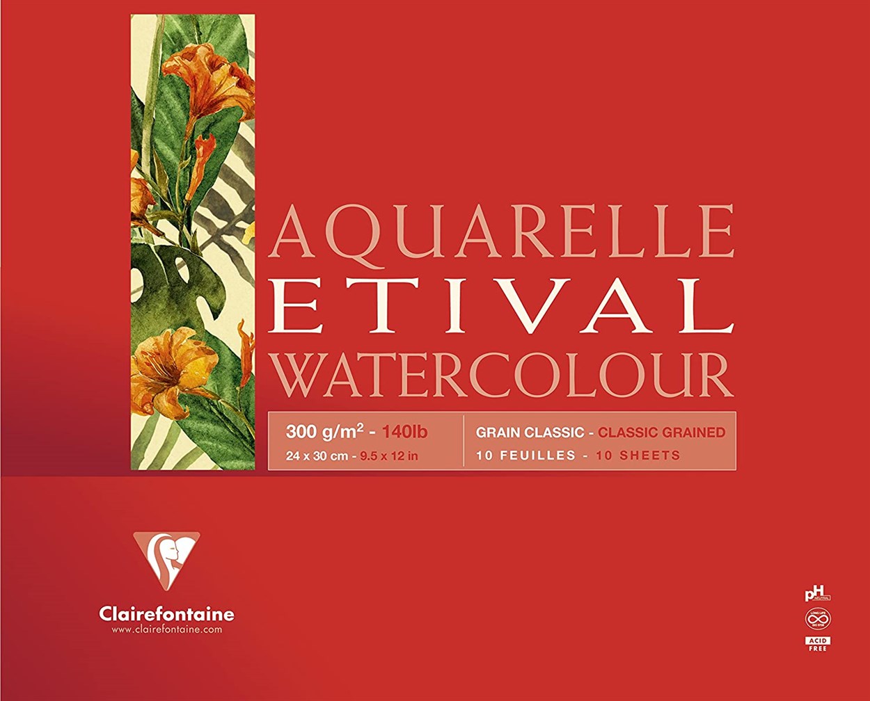 CLAIREFONTAINE ETİVAL CLASSIC SULUBOYA BLOK 24*32 CM 300 GR UZUN KENARI YAPIŞKANLI 30 YAPRAK