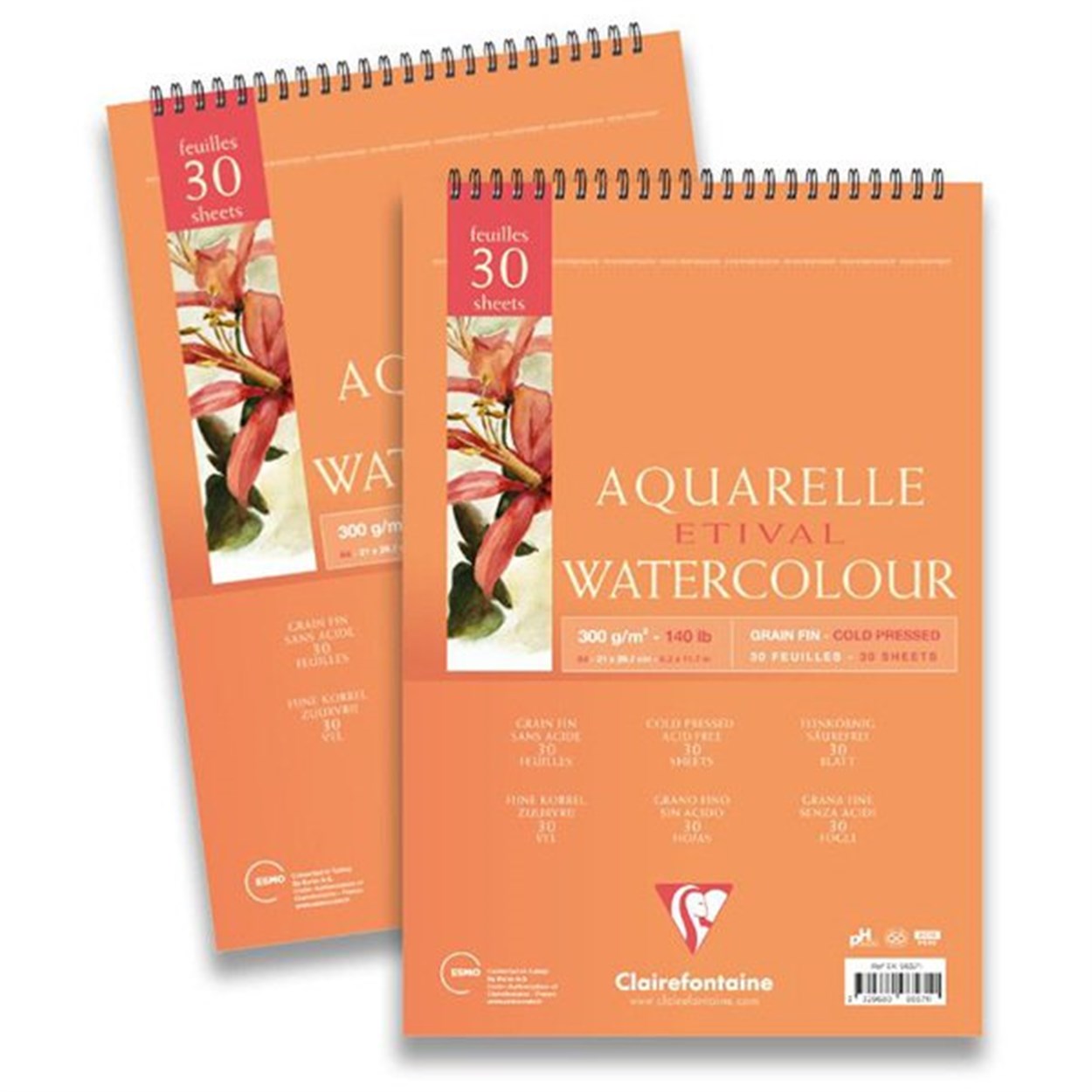 CLAIREFONTAINE ETİVAL DOKULU COLD PRESS SULUBOYA DEFTERİ A4 300 GR ÜSTTEN SPİRALLİ 30 YAPRAK
