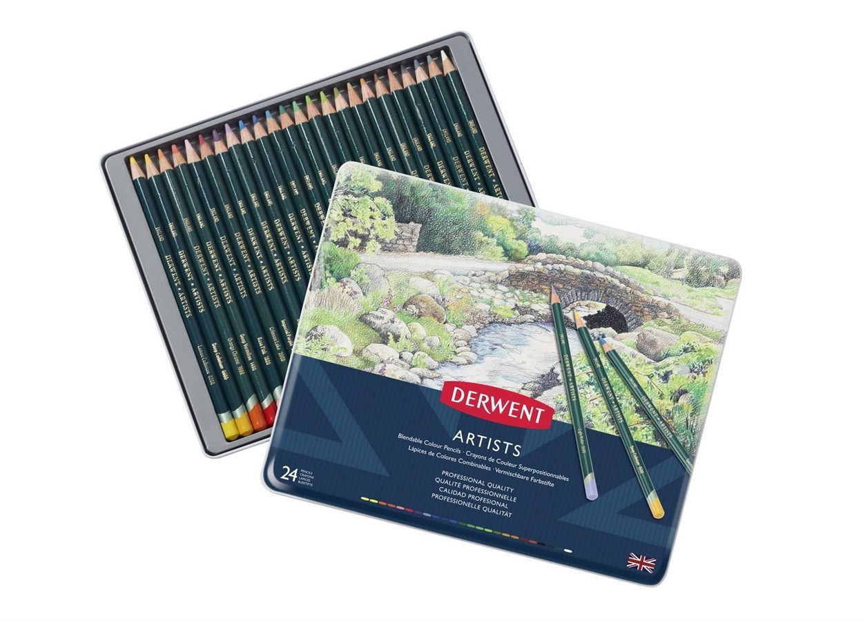 DERWENT ARTISTS KURUBOYA KALEMİ 24'LÜ TENEKE KUTU