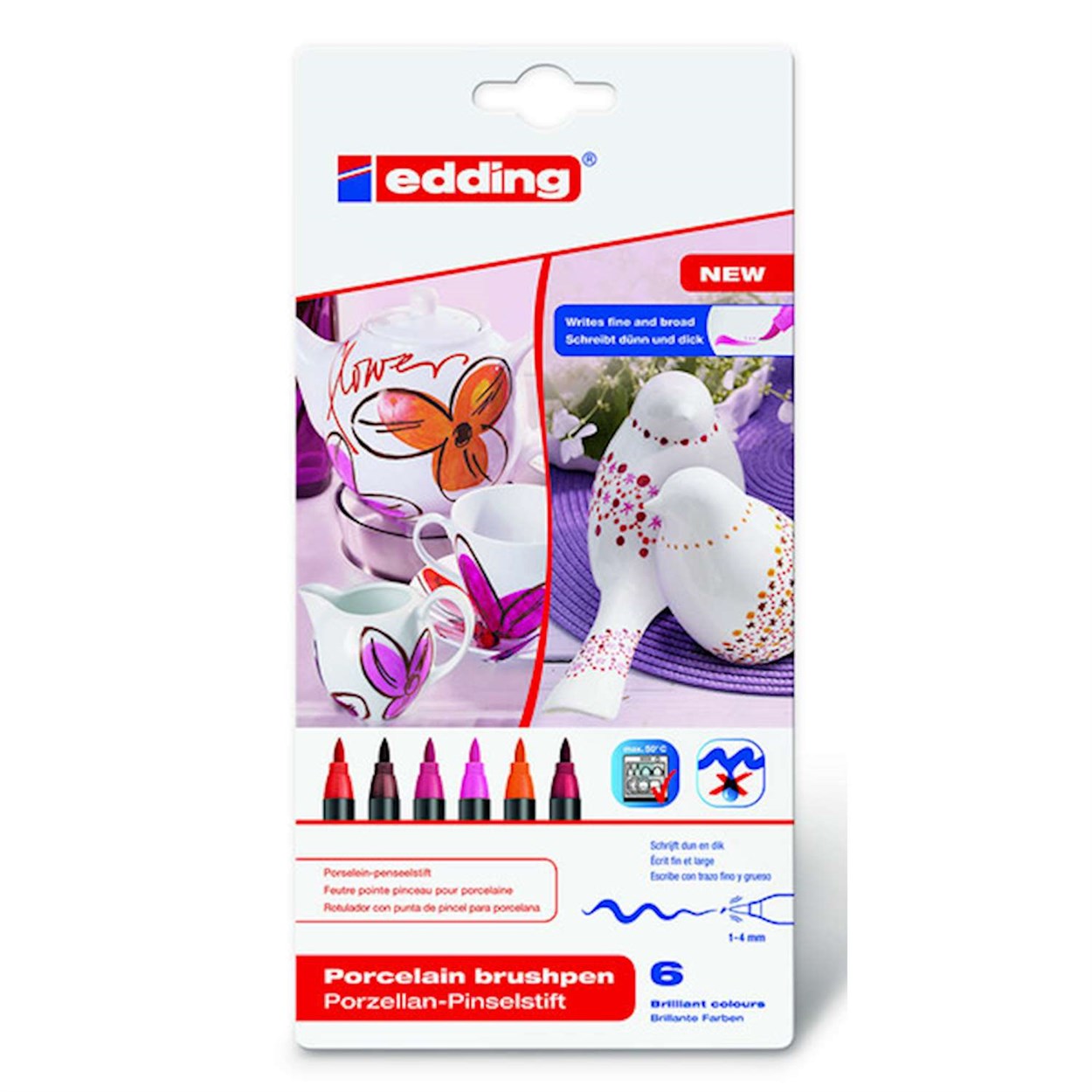 EDDİNG E-4200 PORSELEN KALEMİ 6 LI SICAK RENKLER