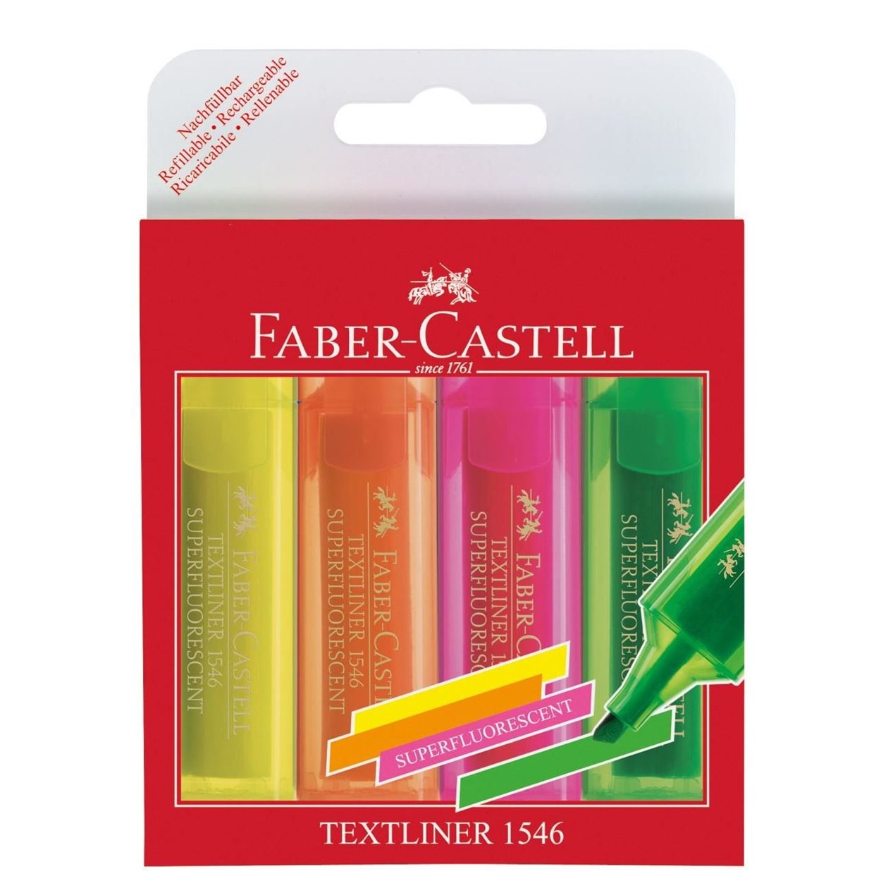 FABER CASTELL 1546 FOSFORLU KALEM ŞEFFAF GÖVDE 4 RENK