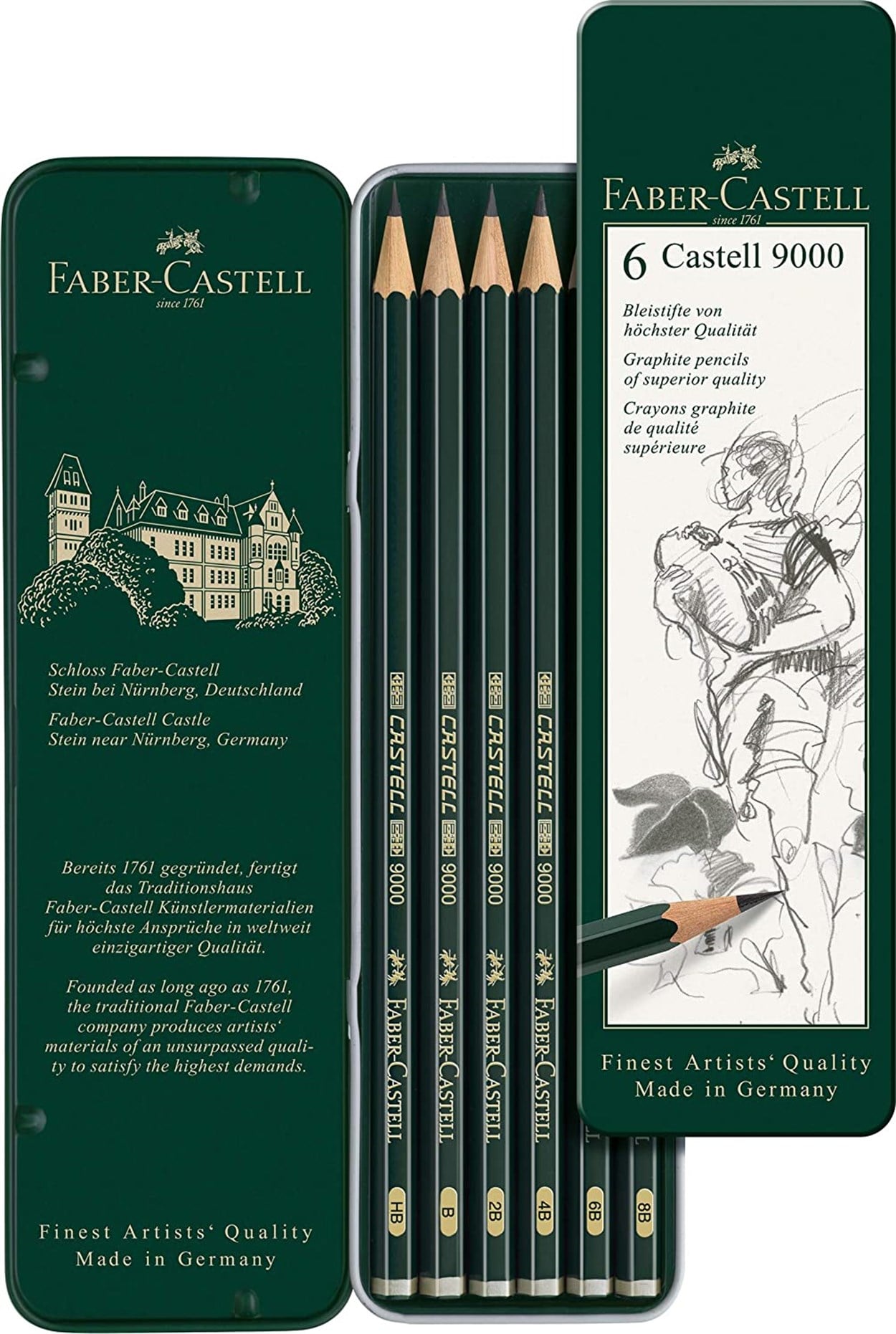 FABER CASTELL 9000 DERECELİ DERECELİ KALEM SETİ 6'LI