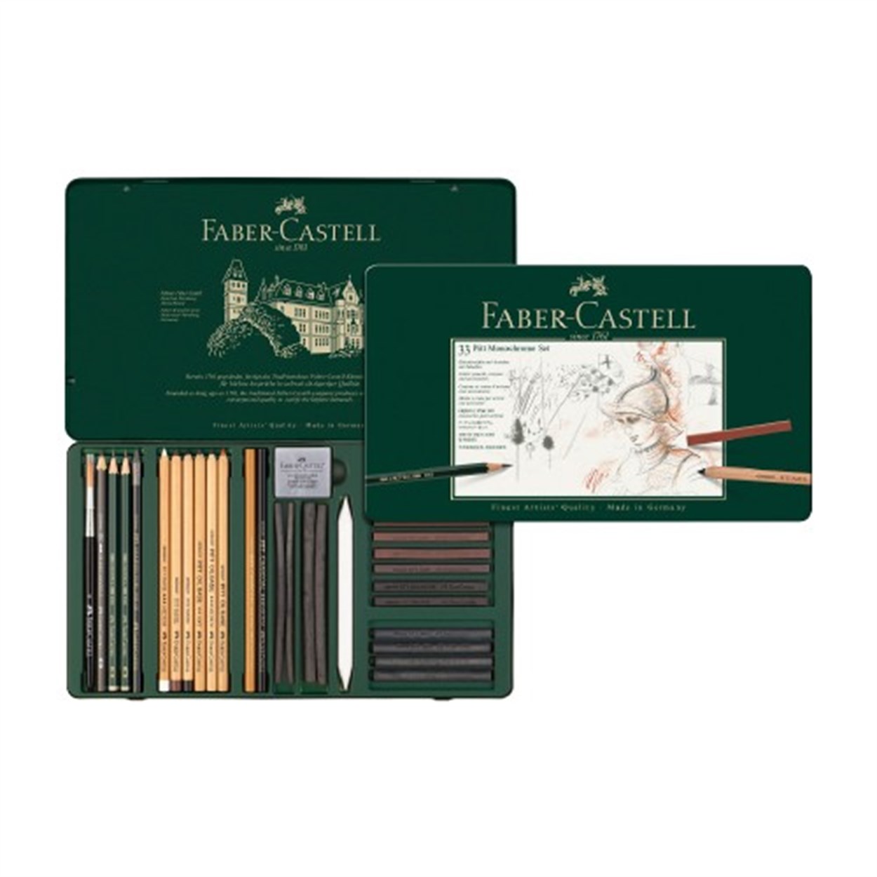 FABER CASTELL PITT MONOCHROME İŞLENMİŞ KÖMÜR SETİ 33 PARÇA