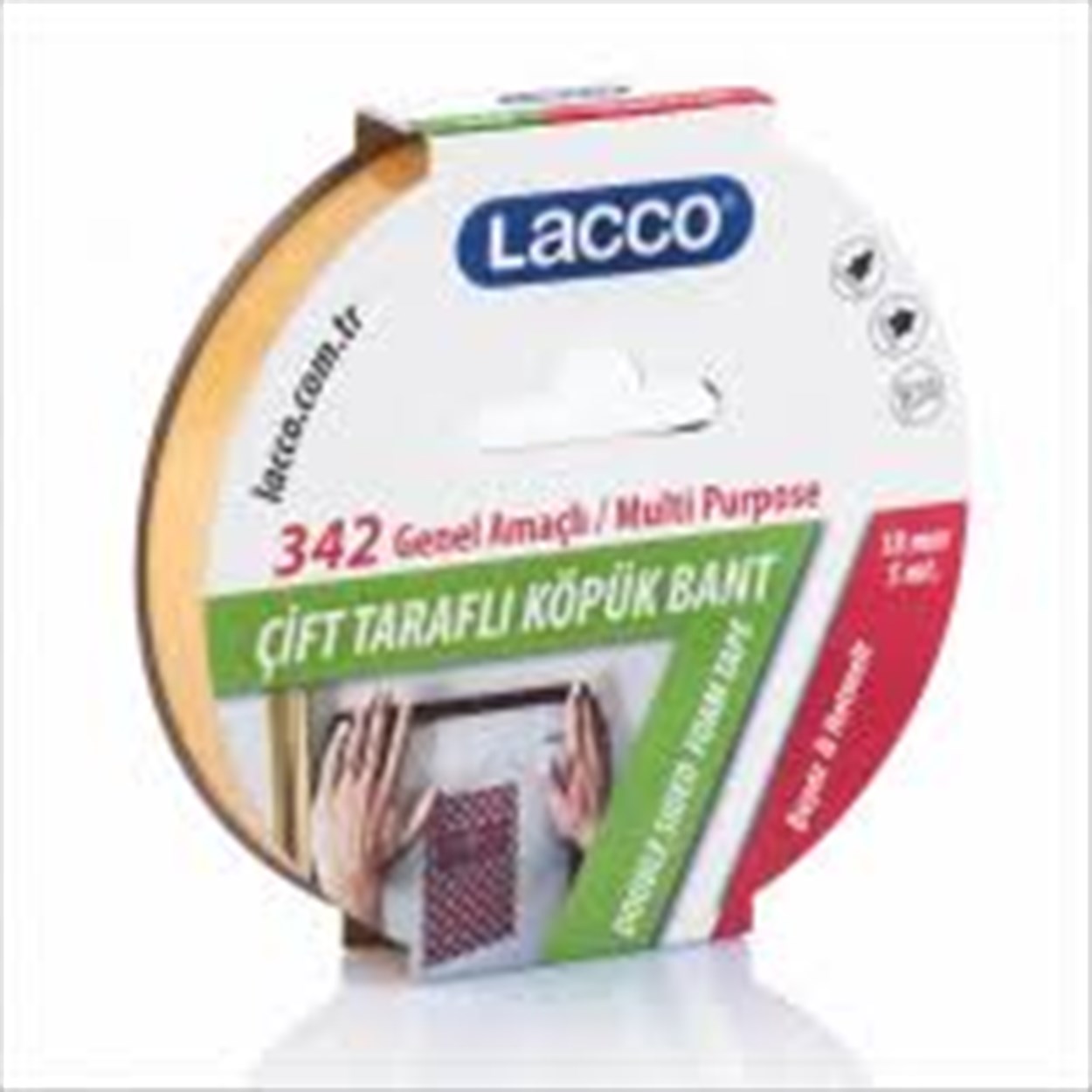 LACCO 342 ÇİFT TARAFLI KÖPÜK BANT 18 MM x 5 M