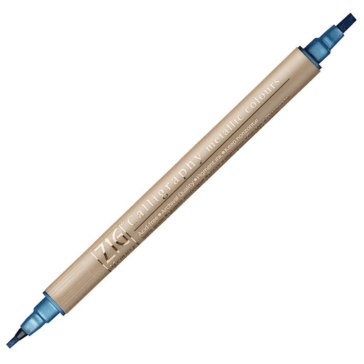 ZIG ÇİFT UÇLU KALİGRAFİ VE DAVETİYE KALEMİ METALİK MS-8400 125 BLUE