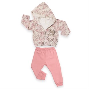 Baby Rose Ayıcık Baskılı Kız Eşfoman Takım