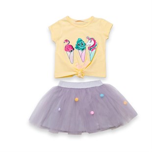 Baby Rose Dondurmalı Pony Baskılı Tütü Etekli Kız Takım