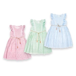Baby Rose Eteği Brodeli Fırfırlı Elbise