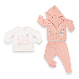 Baby Rose Kalp Balonlu Sevimli Tavşanlar