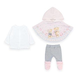 Baby Rose Pitikare Ayıcık Baskılı Pançolu Kız Takım