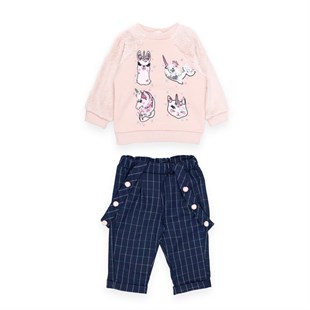 Baby Rose Simli Ekoseli Pantolonlu Kız Takım