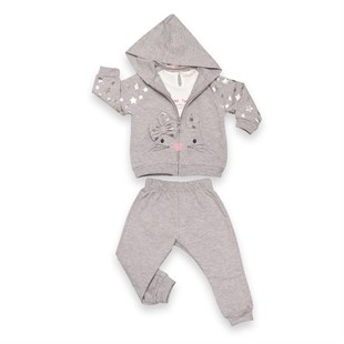 Baby Rose Varaklı Yıldız Baskılı Tavşanlı Eşofman Takım