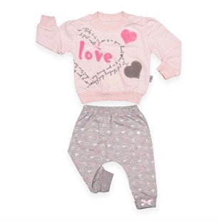 Babyhi Kalp Ve Love Nakışlı Kız Takım