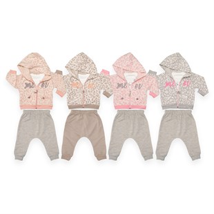 Babyhi Leopar Desenli Me Ov Nakışlı Kız 3'Lü Takım